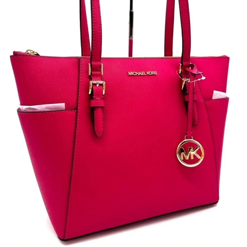 Michael Kors Large Charlotte Tote Bag Electric Pink - Picture 3 of 12